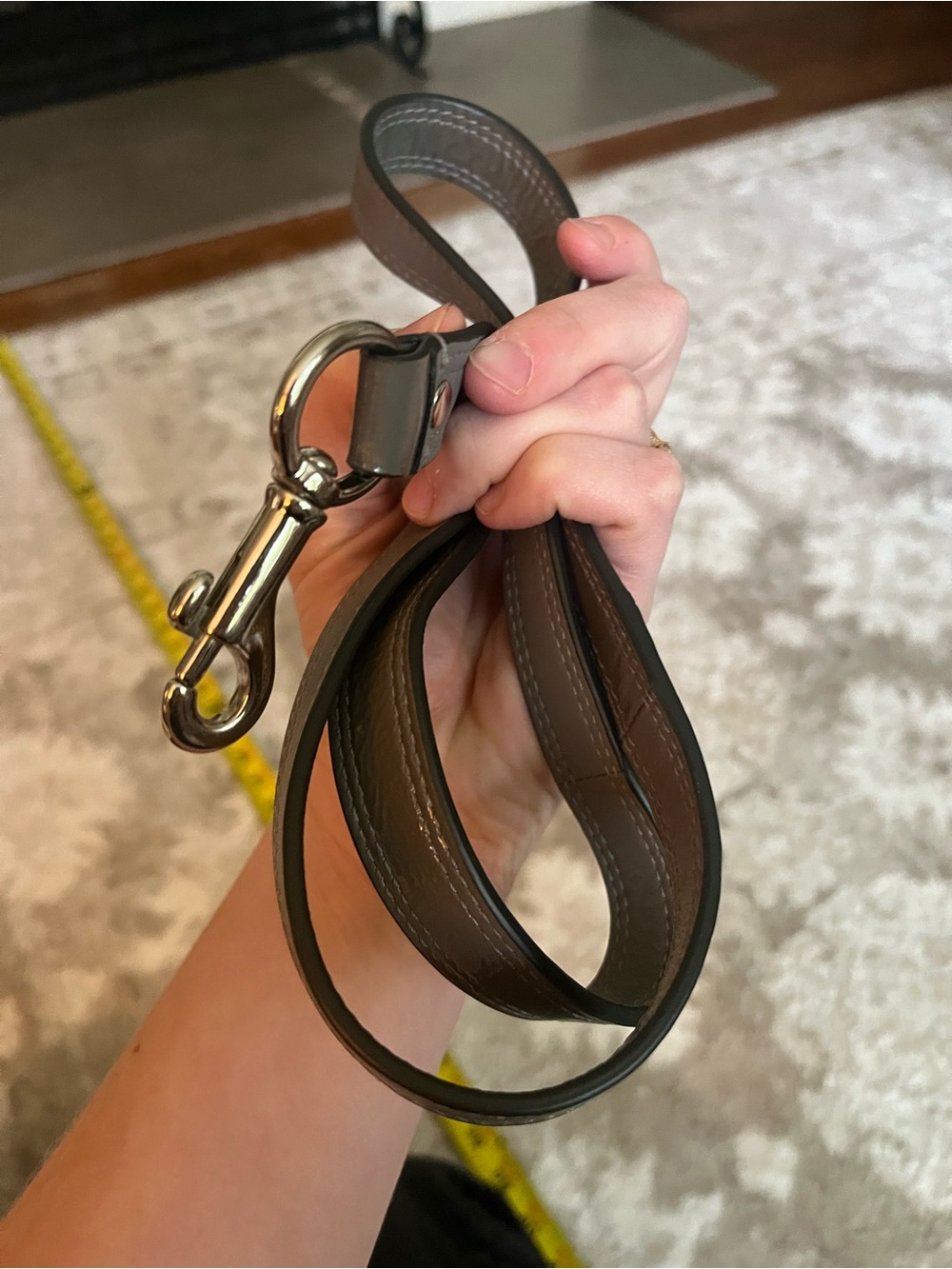 Gray Shiny Purse Strap with Nickel Hardware